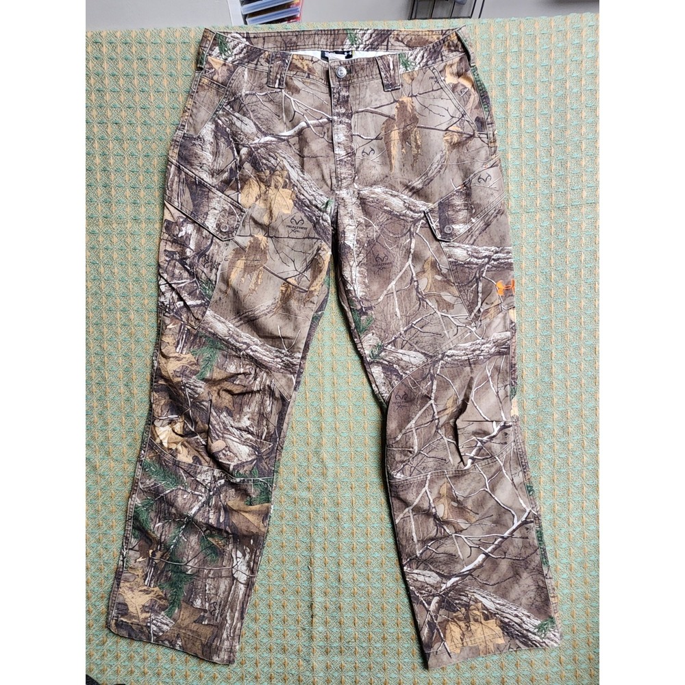 Under Armour Hunting Pants Mens 36x32 Brown Realtree Xtra Camo Cargo Outdoors